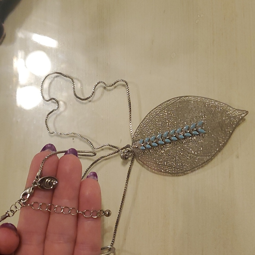 💥Silver leaf necklace